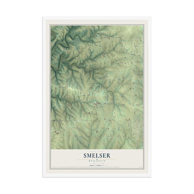 Map of Smelser, Wisconsin, 12 x 18 inch print in a white wood frame