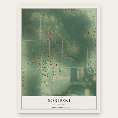 Sobieski, Wisconsin map print, the full design