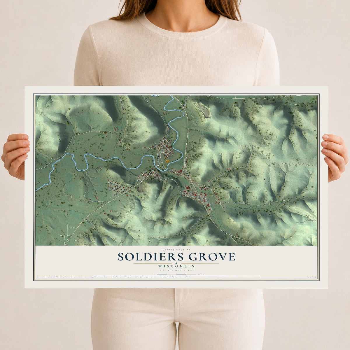 Map of Soldiers Grove, Wisconsin, 12 x 18 inch unframed archival matte print