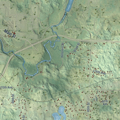 Second close-up of the map of the Town of Somerset, Wisconsin print showing more streets and buildings