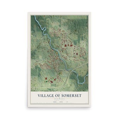 Map of Somerset, Wisconsin, 12 x 18 inch unframed archival matte print