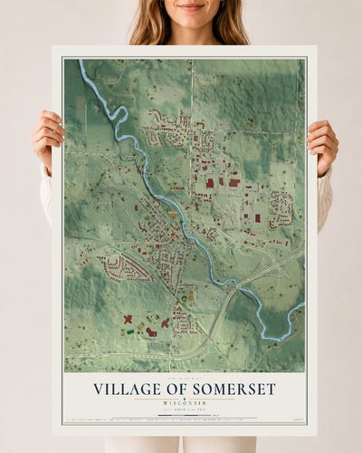 Map of Somerset, Wisconsin, 24 x 36 inch unframed archival matte print
