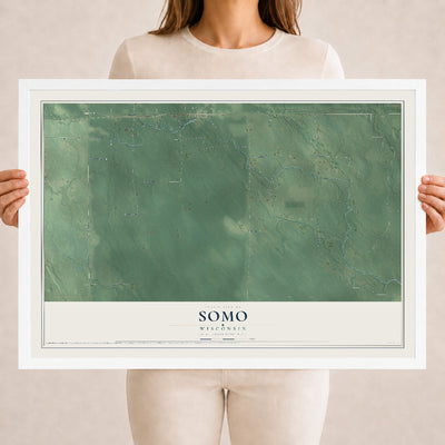 Map of Somo, Wisconsin, 18 x 24 inch print in a white wood frame