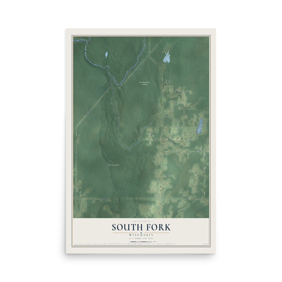 Map of South Fork, Wisconsin, 12 x 18 inch unframed archival matte print