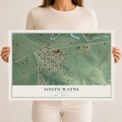 Map of South Wayne, Wisconsin, 12 x 18 inch unframed archival matte print
