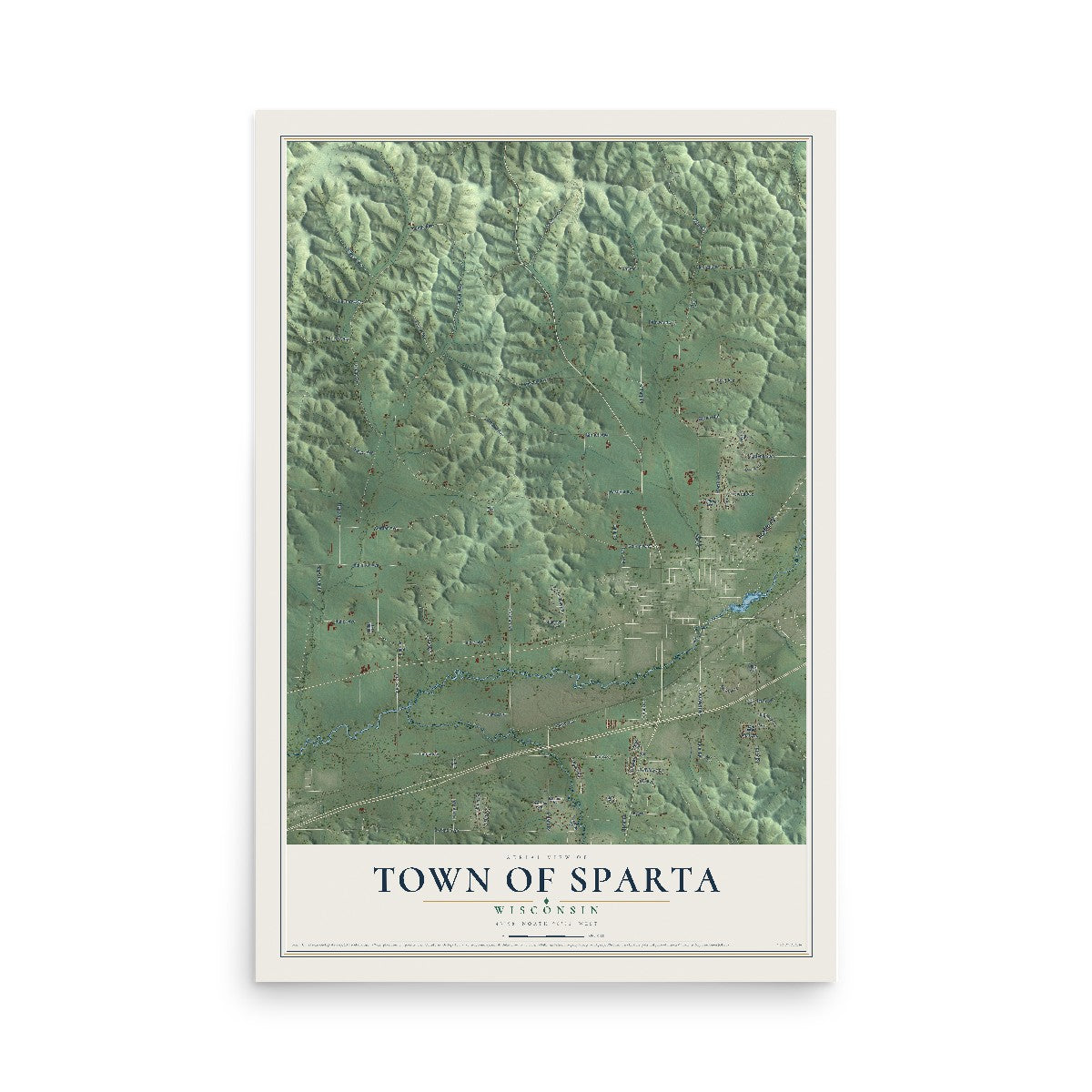 Map of the Town of Sparta, Wisconsin, 12 x 18 inch unframed archival matte print