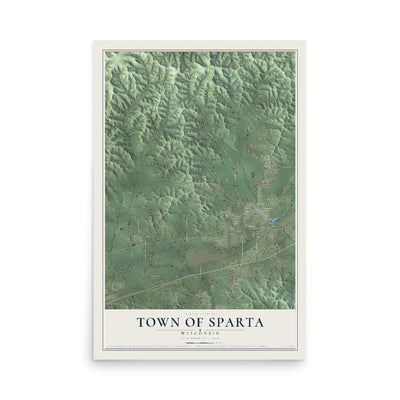 Map of the Town of Sparta, Wisconsin, 12 x 18 inch unframed archival matte print