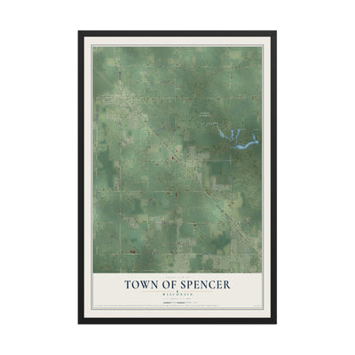 Map of the Town of Spencer, Wisconsin, 12 x 18 inch print in a black wood frame