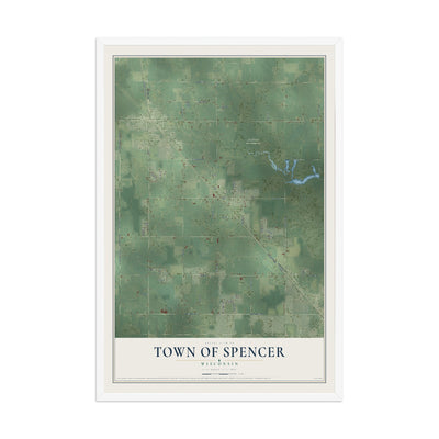 Map of the Town of Spencer, Wisconsin, 12 x 18 inch print in a white wood frame