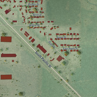 Second close-up of the map of Spencer, Wisconsin print showing more streets and buildings