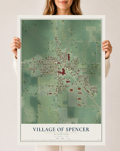 Map of Spencer, Wisconsin, 24 x 36 inch unframed archival matte print