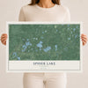 Map of Spider Lake, Wisconsin, 12 x 18 inch unframed archival matte print