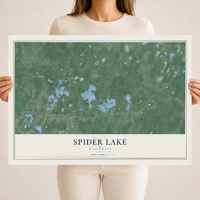 Map of Spider Lake, Wisconsin, 18 x 24 inch unframed archival matte print