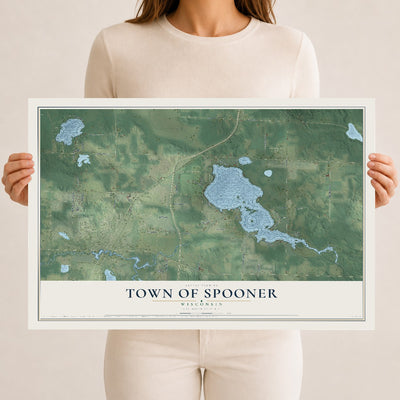Map of the Town of Spooner, Wisconsin, 12 x 18 inch unframed archival matte print