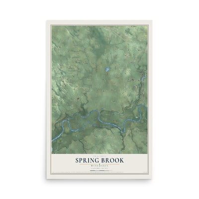 Map of Spring Brook, Wisconsin, 12 x 18 inch unframed archival matte print