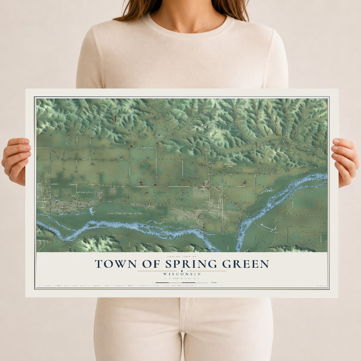 Map of the Town of Spring Green, Wisconsin, 12 x 18 inch unframed archival matte print