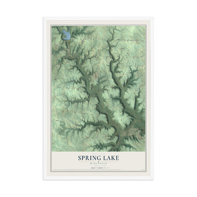 Map of Spring Lake, Wisconsin, 12 x 18 inch print in a white wood frame