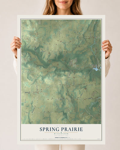 Map of Spring Prairie, Wisconsin, 24 x 36 inch unframed archival matte print