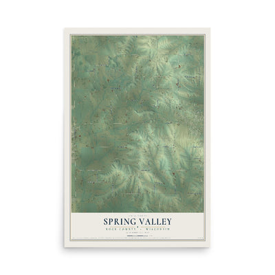 Map of Spring Valley, Rock County, Wisconsin, 12 x 18 inch unframed archival matte print