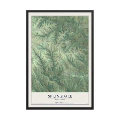 Map of Springdale, Wisconsin, 12 x 18 inch print in a black wood frame