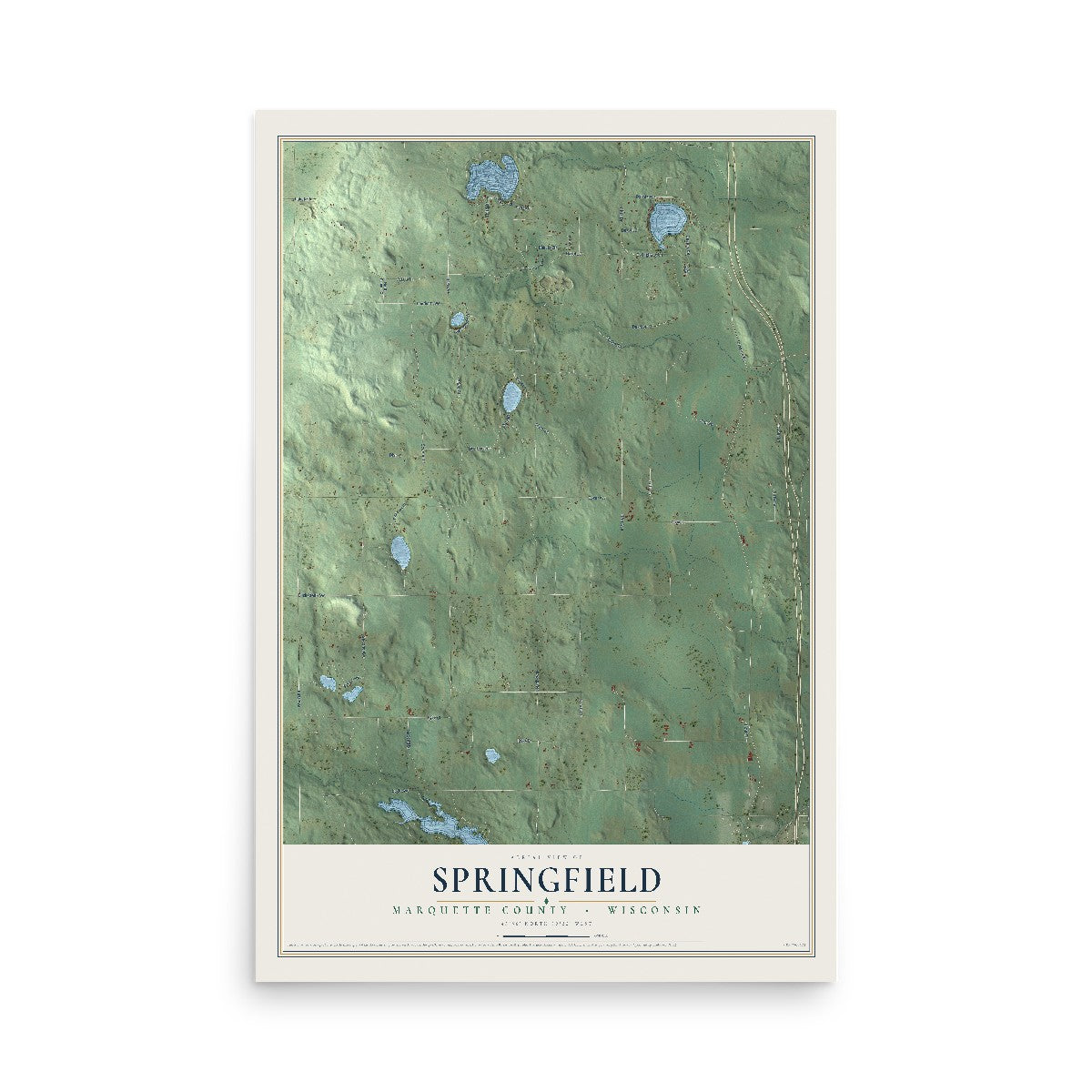Map of Springfield, Marquette County, Wisconsin, 12 x 18 inch unframed archival matte print