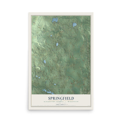 Map of Springfield, Marquette County, Wisconsin, 12 x 18 inch unframed archival matte print