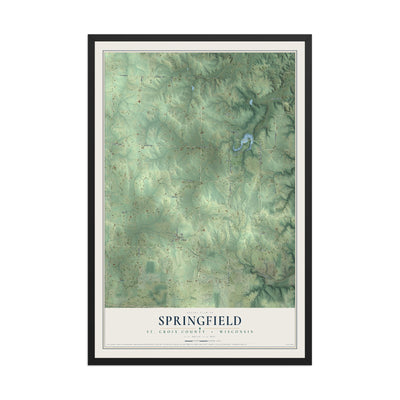 Map of Springfield, St. Croix County, Wisconsin, 12 x 18 inch print in a black wood frame