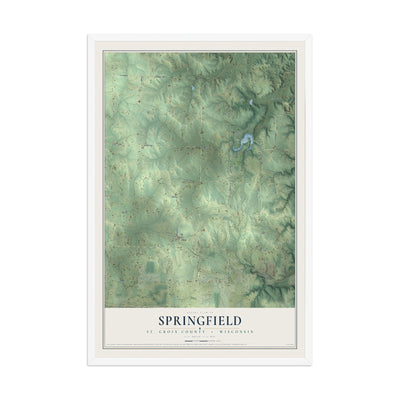 Map of Springfield, St. Croix County, Wisconsin, 12 x 18 inch print in a white wood frame