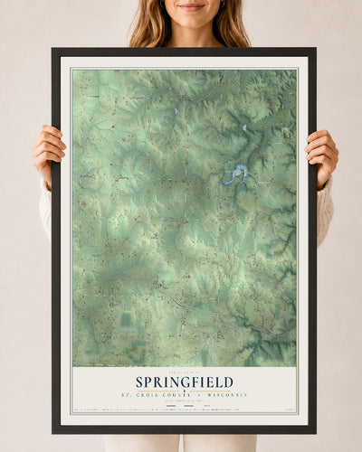 Map of Springfield, St. Croix County, Wisconsin, 24 x 36 inch print in a black wood frame