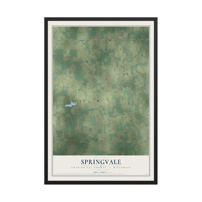 Map of Springvale, Fond du Lac County, Wisconsin, 12 x 18 inch print in a black wood frame