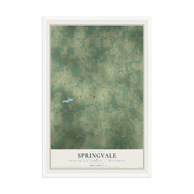 Map of Springvale, Fond du Lac County, Wisconsin, 12 x 18 inch print in a white wood frame