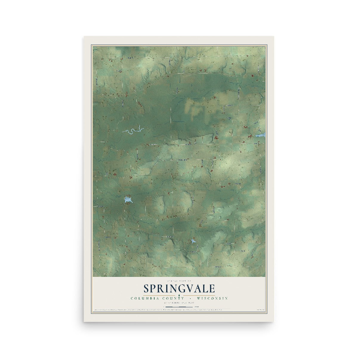 Map of Springvale, Columbia County, Wisconsin, 12 x 18 inch unframed archival matte print