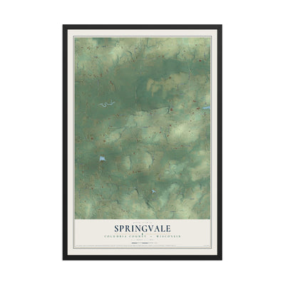 Map of Springvale, Columbia County, Wisconsin, 12 x 18 inch print in a black wood frame
