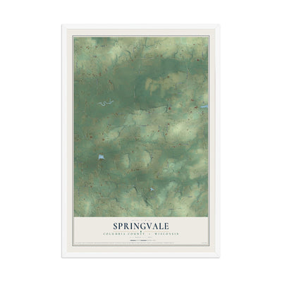 Map of Springvale, Columbia County, Wisconsin, 12 x 18 inch print in a white wood frame