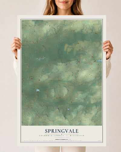 Map of Springvale, Columbia County, Wisconsin, 24 x 36 inch unframed archival matte print