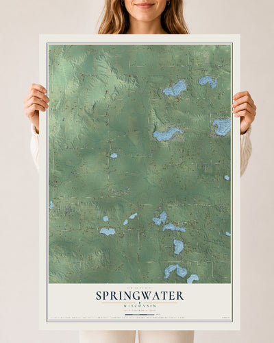 Map of Springwater, Wisconsin, 24 x 36 inch unframed archival matte print