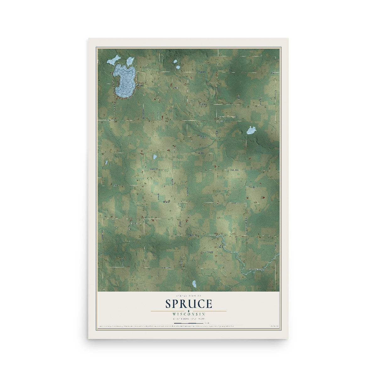 Map of Spruce, Wisconsin, 12 x 18 inch unframed archival matte print