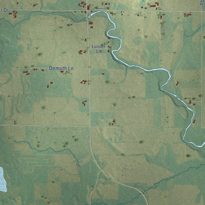 Second close-up of the map of Spruce, Wisconsin print showing more streets and buildings