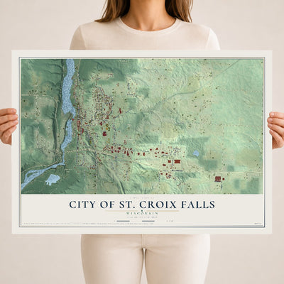 Map of St. Croix Falls, Wisconsin, 18 x 24 inch unframed archival matte print