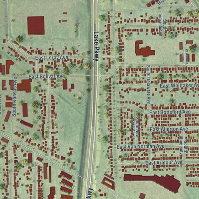 Close-up of the map of St. Francis, Wisconsin print showing street and building detail