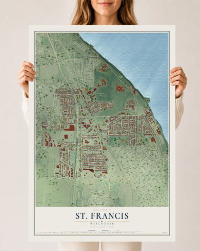 Map of St. Francis, Wisconsin, 24 x 36 inch unframed archival matte print