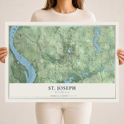 Map of St. Joseph, Wisconsin, 18 x 24 inch unframed archival matte print