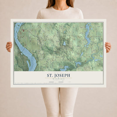 Map of St. Joseph, Wisconsin, 24 x 36 inch unframed archival matte print