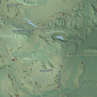 Second close-up of the map of St. Lawrence, Wisconsin print showing more streets and buildings