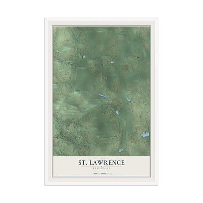 Map of St. Lawrence, Wisconsin, 12 x 18 inch print in a white wood frame