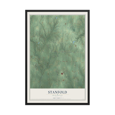 Map of Stanfold, Wisconsin, 12 x 18 inch print in a black wood frame