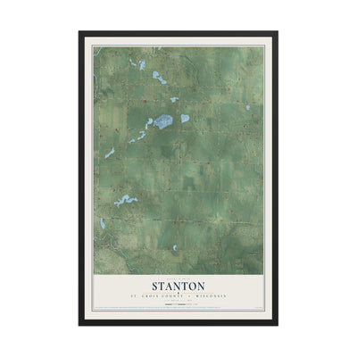 Map of Stanton, St. Croix County, Wisconsin, 12 x 18 inch print in a black wood frame