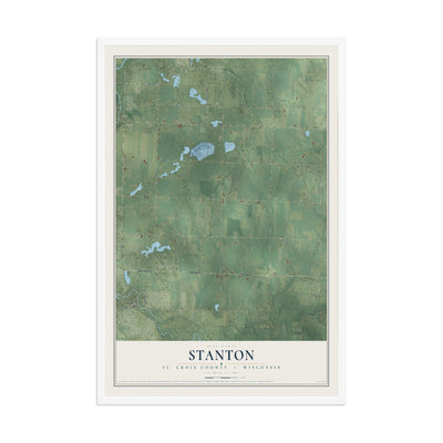 Map of Stanton, St. Croix County, Wisconsin, 12 x 18 inch print in a white wood frame