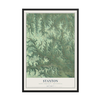 Map of Stanton, Dunn County, Wisconsin, 12 x 18 inch print in a black wood frame