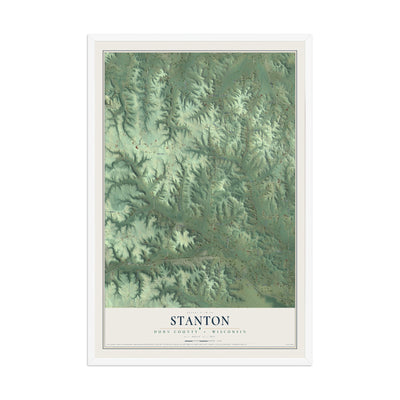 Map of Stanton, Dunn County, Wisconsin, 12 x 18 inch print in a white wood frame